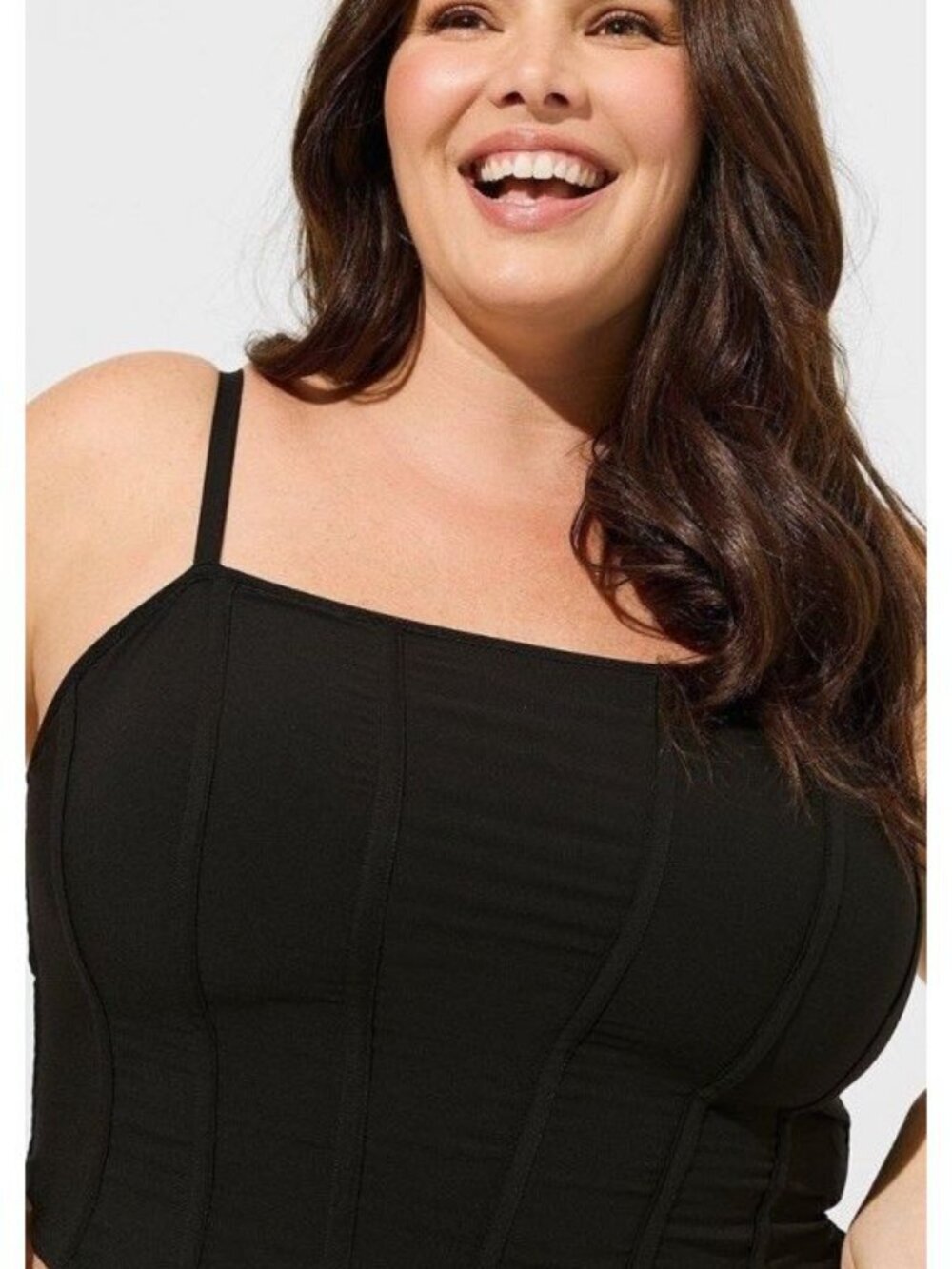Torrid Black Challis Corset Crop Top 2 Adjustable Straps